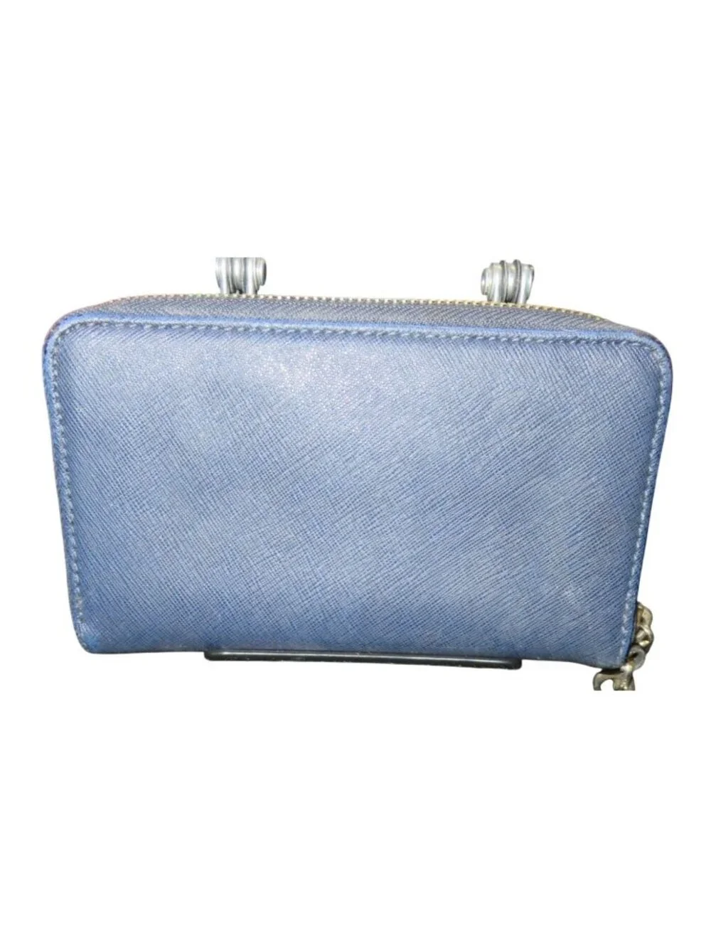 Michael Kors Blue Saffiano Leather Zip around wallet wristlet